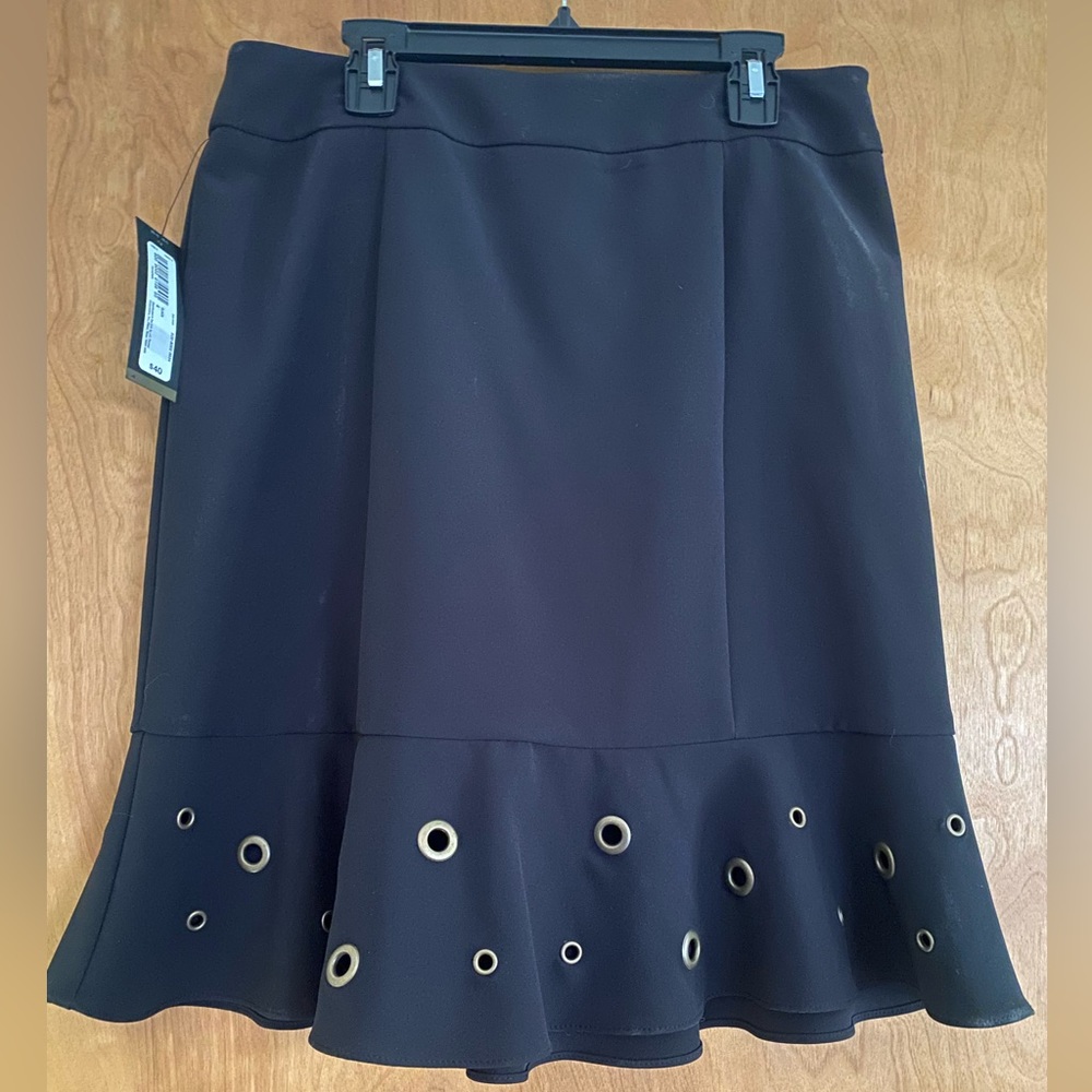 NWT Black Eyelet Ruffle Hem Skirt By Worthington - Size 4